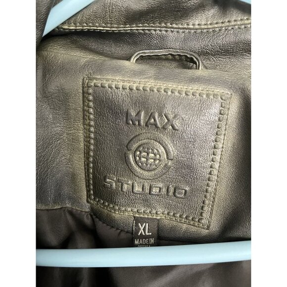 Max Studio Gray Faux Leather Moto Coat Zip Jacket Size XL - Picture 3 of 5